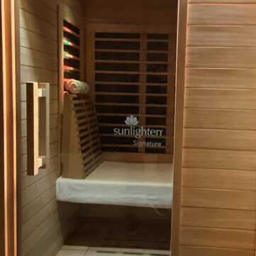 sunlighten far infrared sauna close-up to show panels and lights